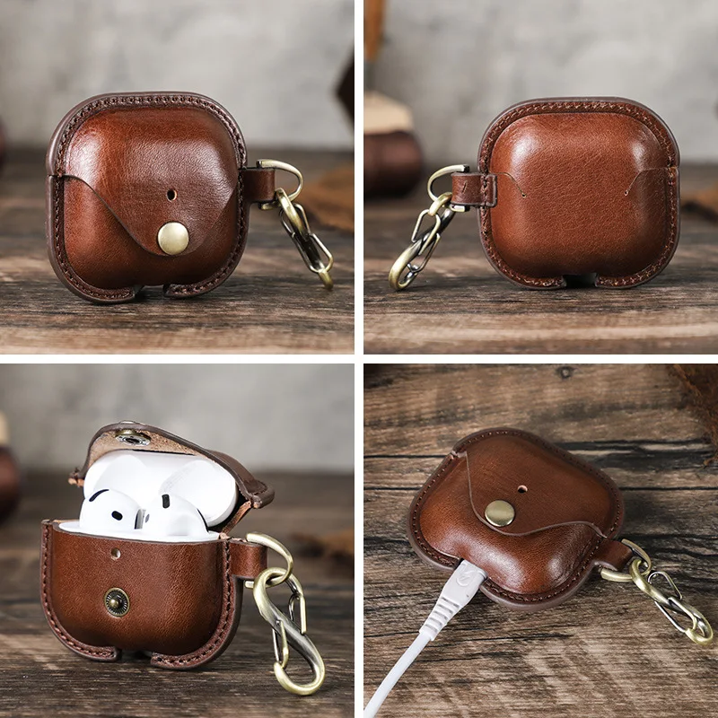 Custodia protettiva anticaduta e antiurto per Samsung Galaxy Buds3 Shell Bark in vera pelle 9 * 7 * 2 cm 30g