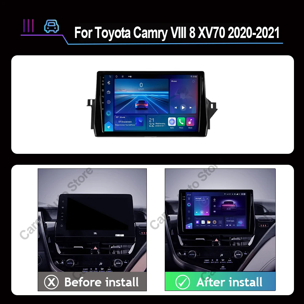 Android 15 Carplay Auto Car Radio For Toyota Camry VIII 8 XV70 2020-2021 Multimedia Video Player Navigation GPS Stereo Head Unit