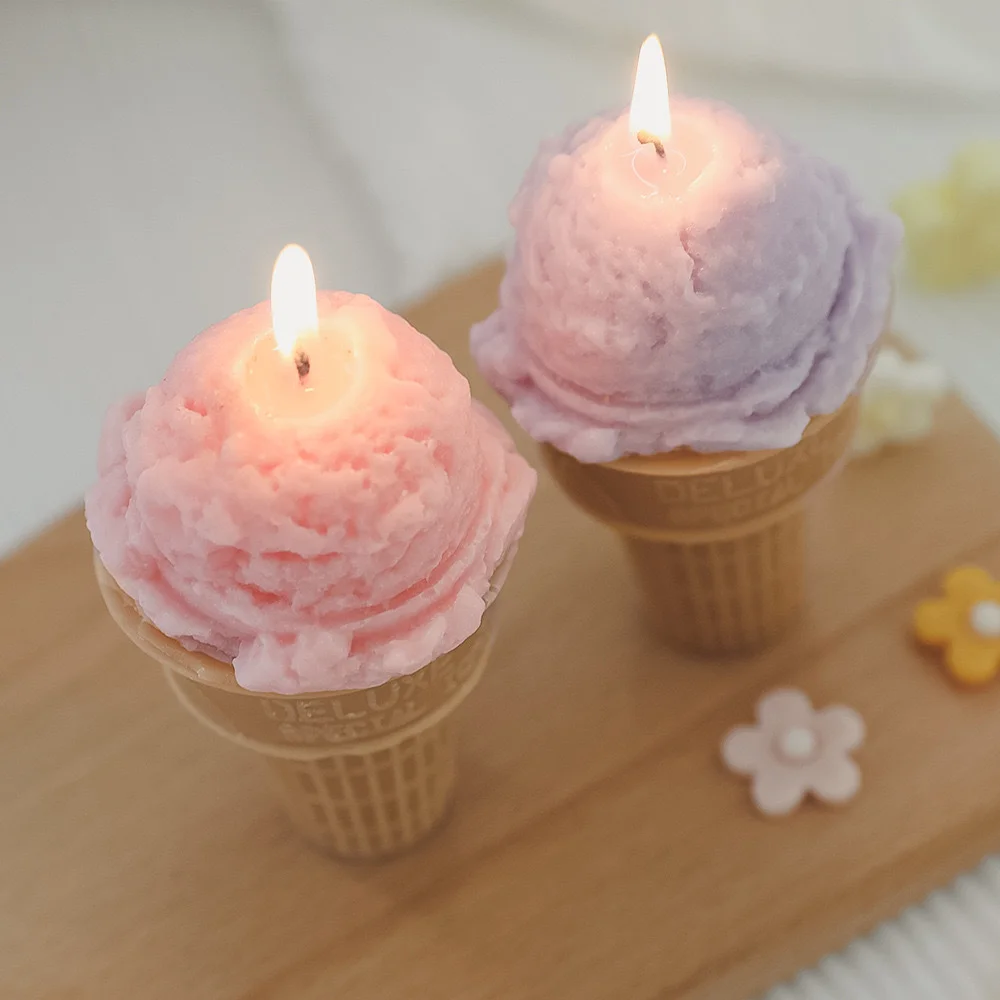 Ice Cream Candle Silicone Mold DIY Ice Cream Cone Aromatherapy Plaster Soap Diffused Stone Handmade Candle Mold Cake Decor Tools - view 2