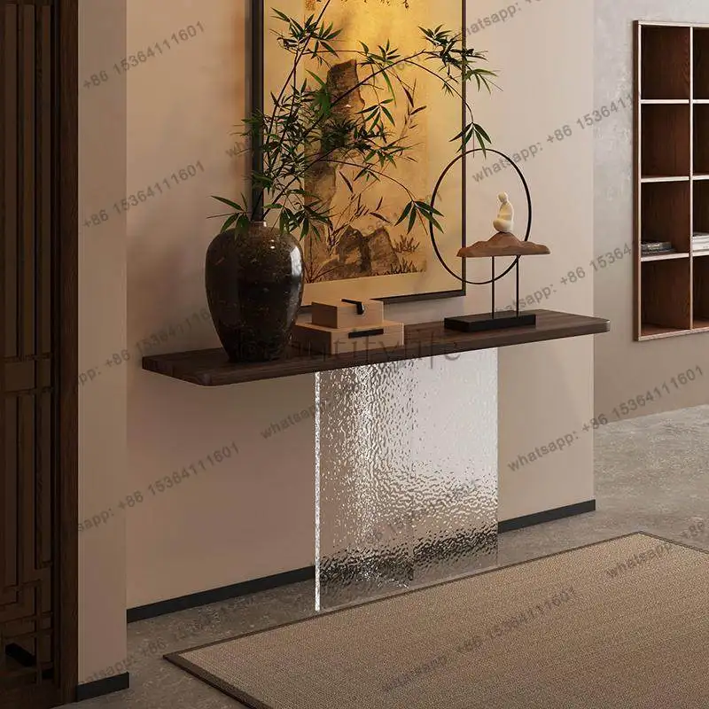 New Chinese-style solid wood entrance table strip case long strip decoration against the wall