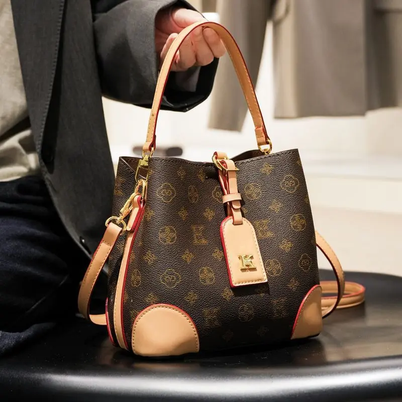 

New French Print Handbag - Large Capacity Tote/Crossbody Purse,Lightweight Vegan Leather, Spacious Work Bag,Chic Daily Accessory