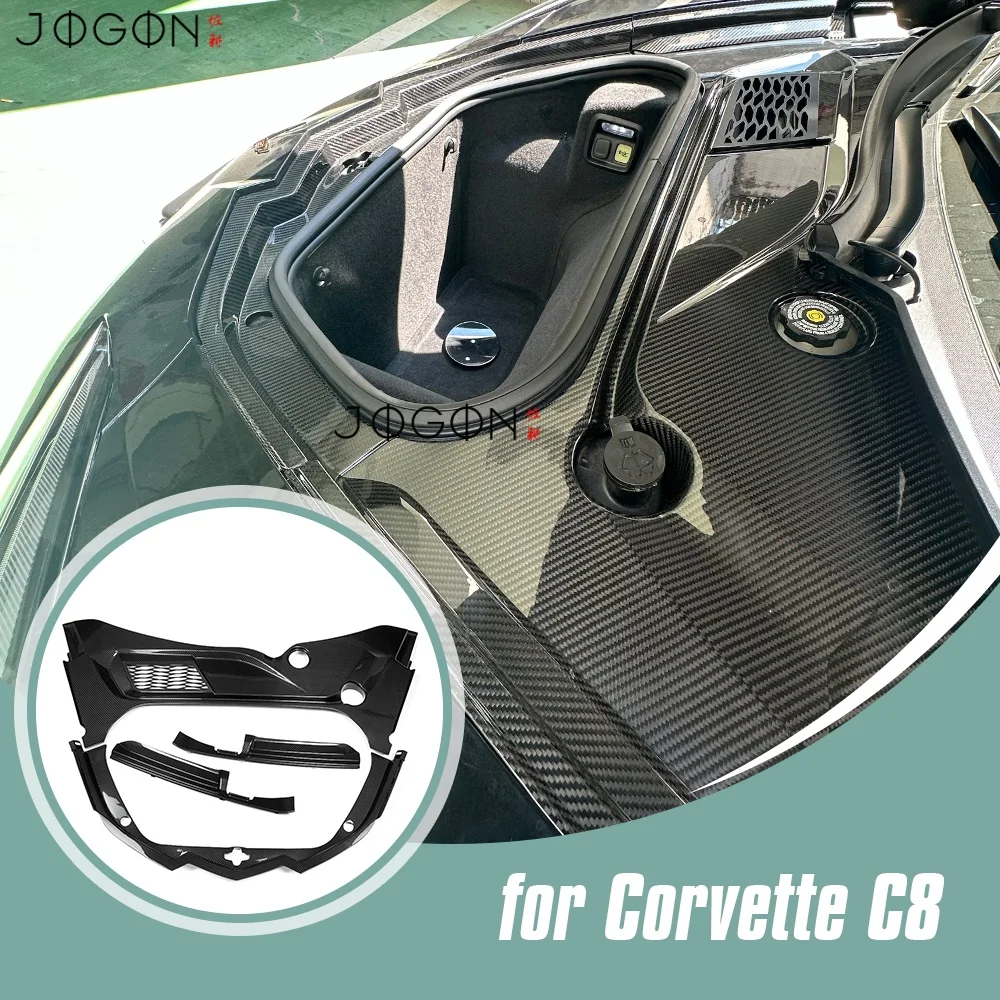 

For Corvette C8 Stingray Z51 Z06 2020-2025 Carbon Fiber Exterior Car Front Trunk Surround Spare Plate Cover Trim Accessories