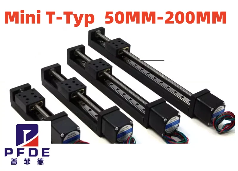 Mini T-type Sliding Table Rail Linear Rail Stage 50-300mm Stroke Nema11 28mm Stepper Motor for XYZ Axis CNC 3D Printer