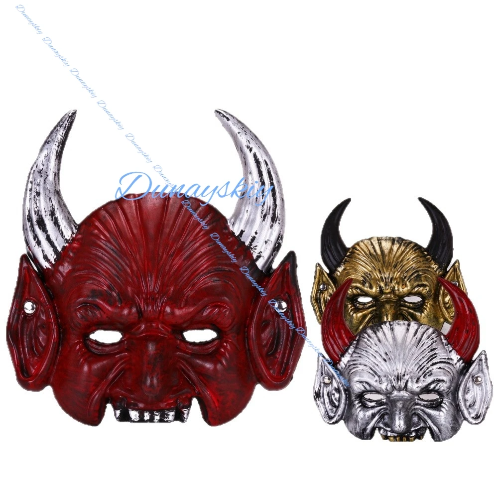 Máscara de diablo con cuernos rojos de poliuretano 3D, para disfraces, Halloween, carnavales, fiestas de máscaras, máscara terrorífica, accesorio para disfraces y creación de un ambiente festivo.
