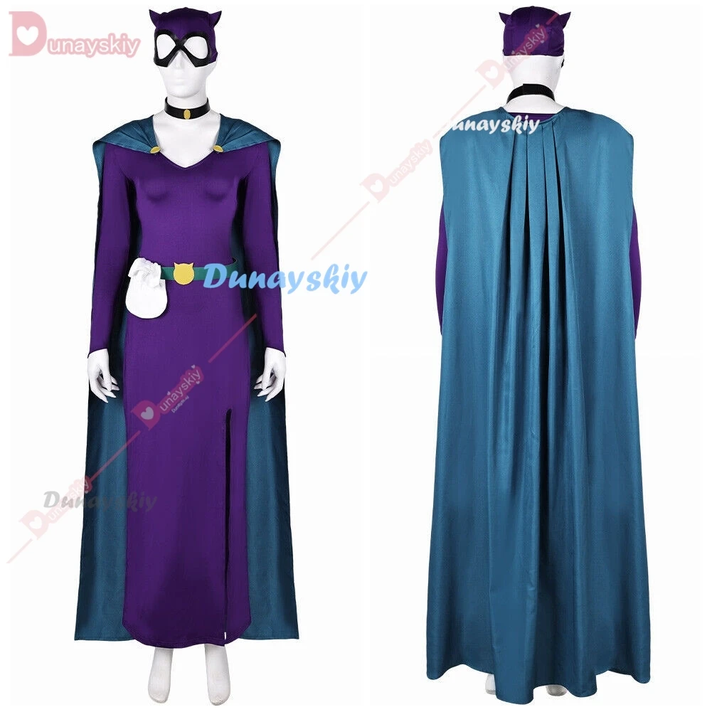 Donne Selinaaaa Cosplay Costume sexy Maschera Cintura Mantello Film Kyleee Abito Abbigliamento Abiti Vestito da festa di carnevale di Halloween