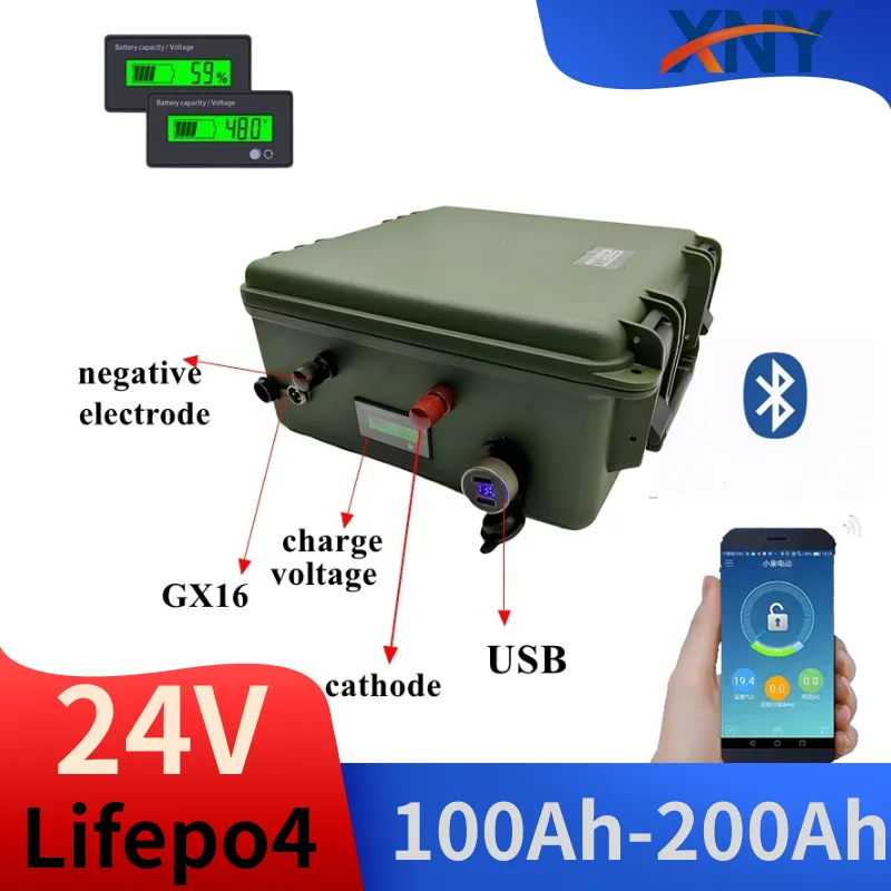 

24V 100AH 120AH 150AH 200AH LiFePO4 Battery 24V lifepo4 battery 24v lithium battery Lithium iron phosphate battery with Charger
