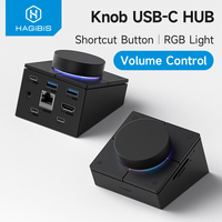 Hagibis Knob USB C Hub With Shortcut Buttons Type-C Docking Station Volume Adjustment Desktop Controller for Macbook Win Laptop