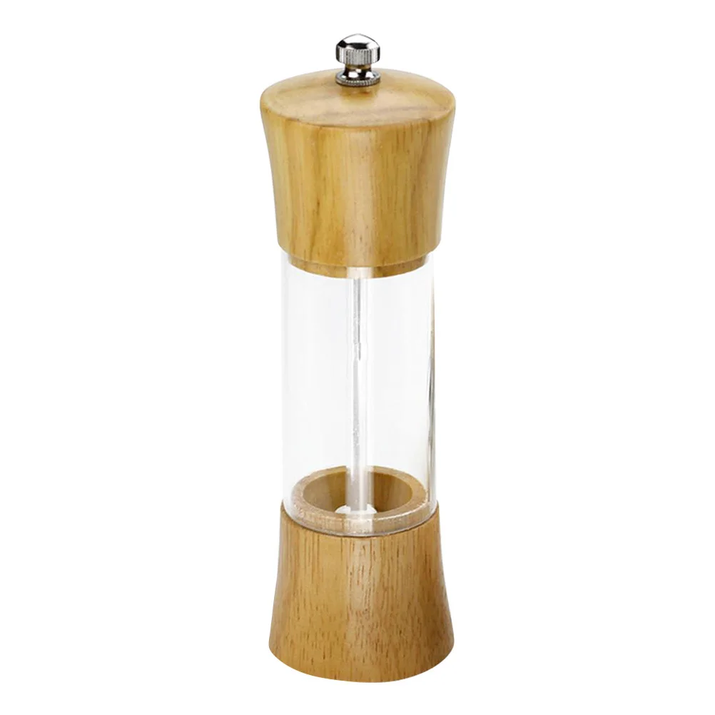 

Oak Acrylic Pepper Crusher Manual Handheld Clear Transparent Body Precision Grinding Mechanism for Pepper Cumin Aniseed
