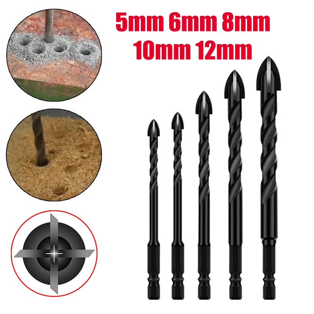 

5mm-12mm Cross Hex Drill Bit Set For Concrete Porcelain Tile Glass Metal Multifunction Drill Bits Kit Power Tool Drilling Drills