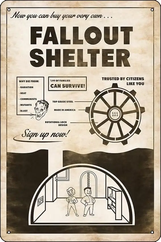 Shelter Propaganda Poster Poster 8 x 12 Inch Funny Metal Tin Sign Game Room Man Cave Wall Decor