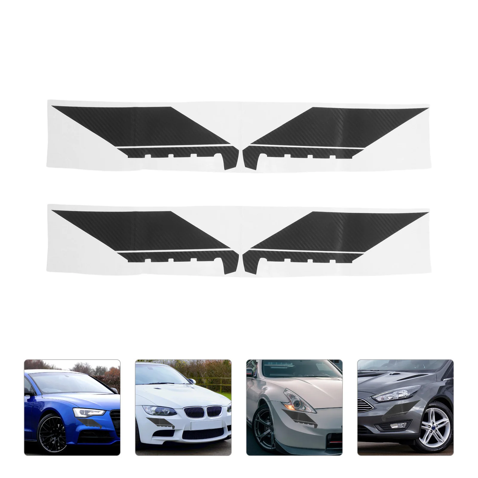 

4Pcs Cool Car Decals Carbon Fiber Cover Sticker Front Hood Decor Stylish Design Weather Resistant Easy Apply Stripe Body Decals