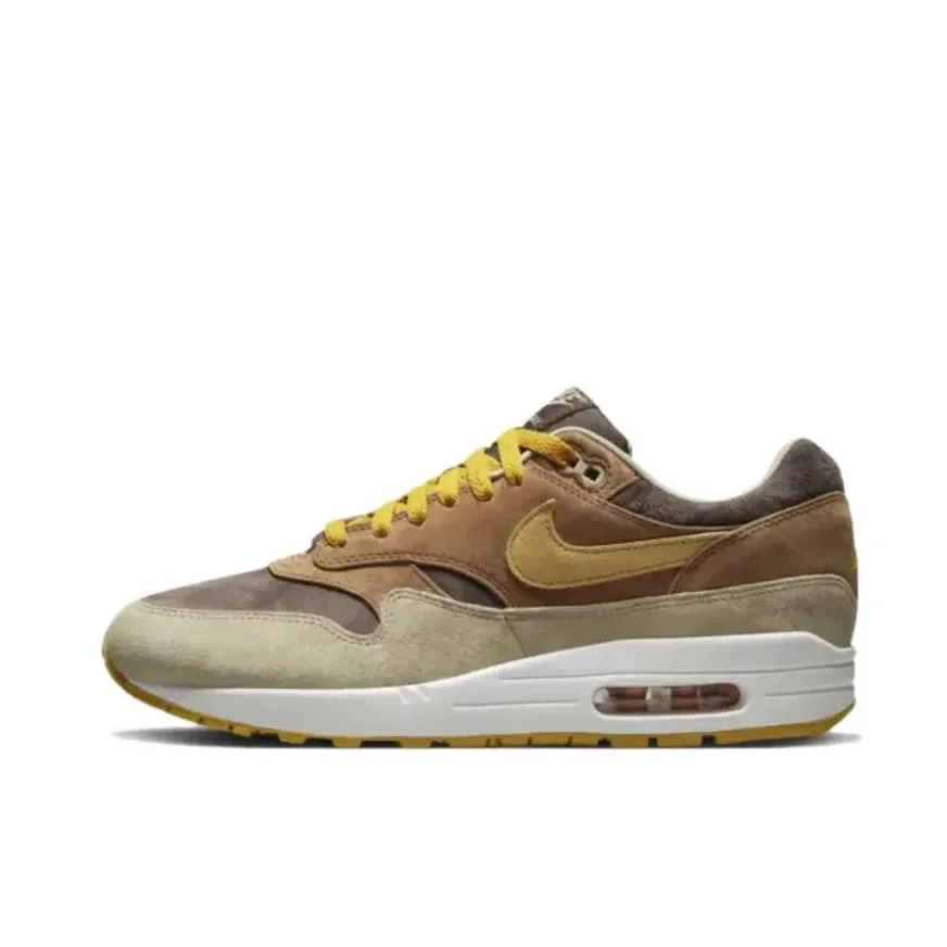 Nike Air Max 1 Comfortable and lightweight Non-slip wear-resistant brown low-top casual running shoes for men and women