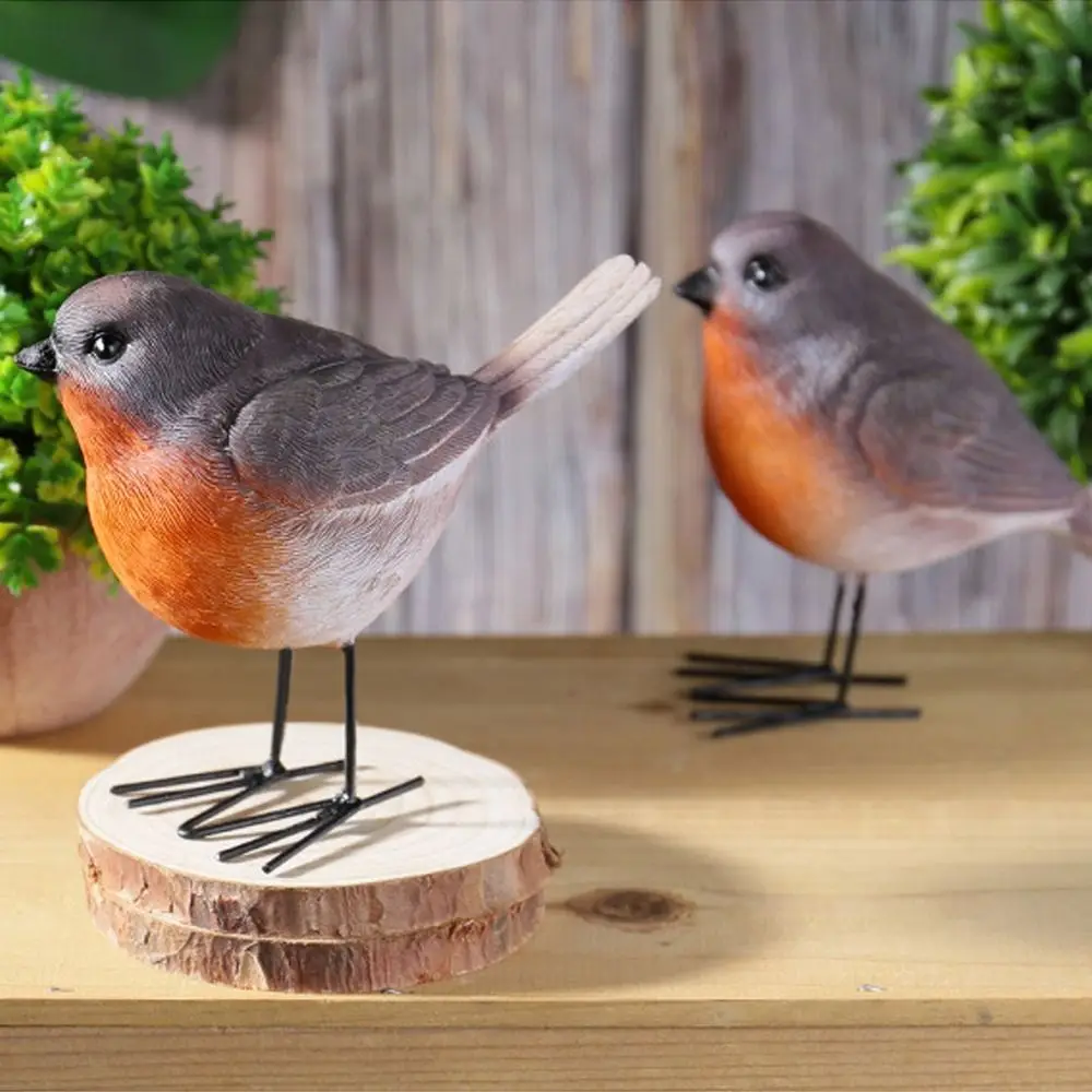 

Durable Nordic Style Robin Bird Statue Cute Handmade Bird Figurines Resin Yard Ornament Porch Decor