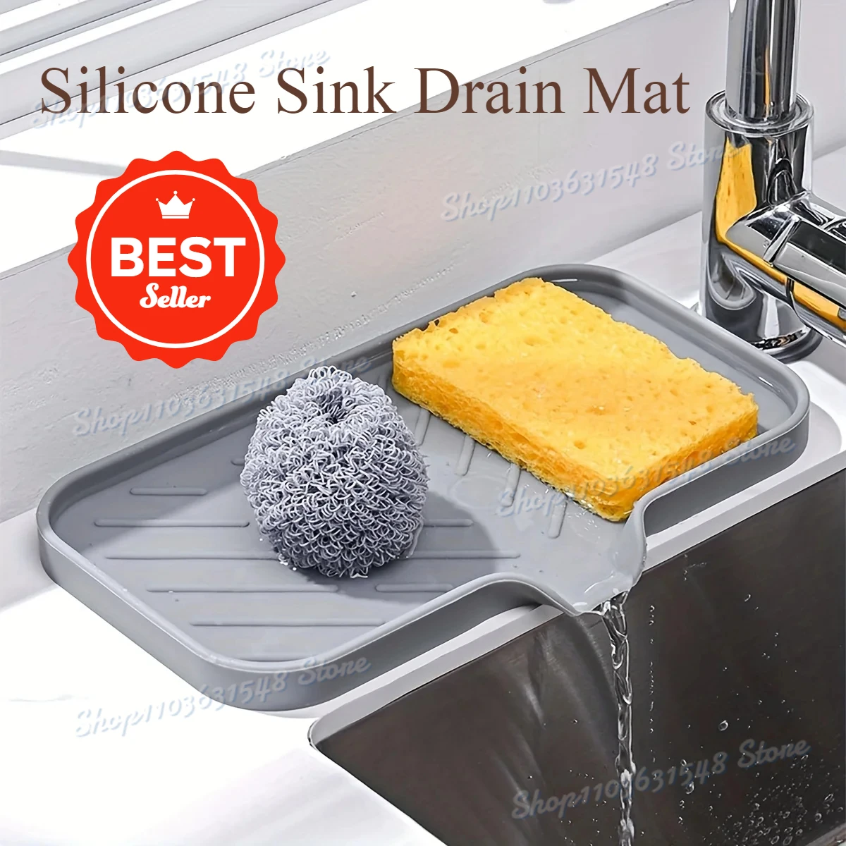 Sink Silicone Tray With Drain Soap Sponge Storage Holder Countertop Sink Scrubber Brush Soap Storage Rack Kitchen Organizer