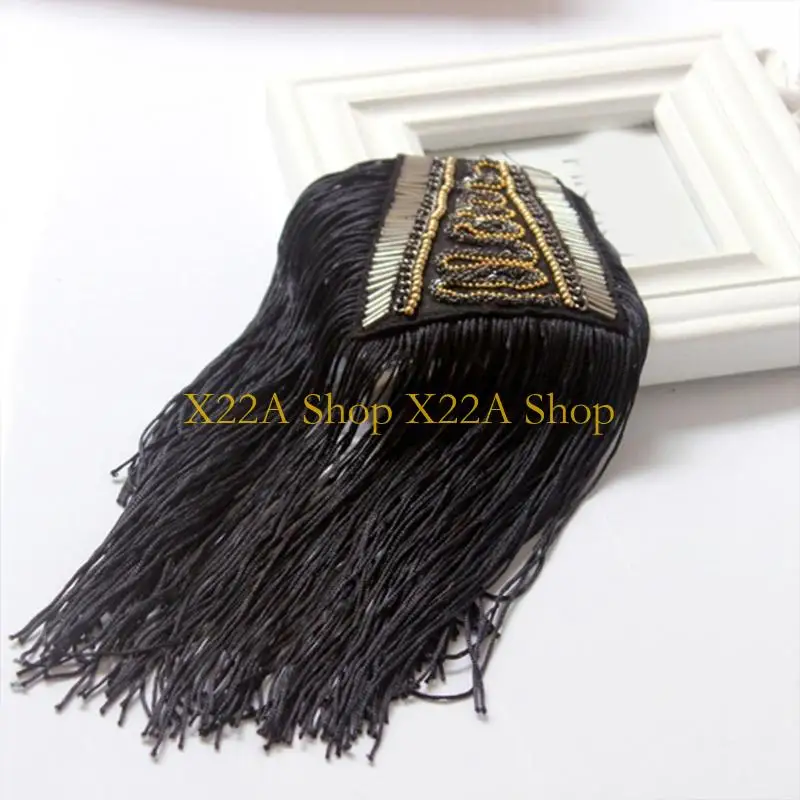 

Unique 1Pc Beads Chain Shoulder Patches Motifs Fringes Tassels Epaulets Shoulder