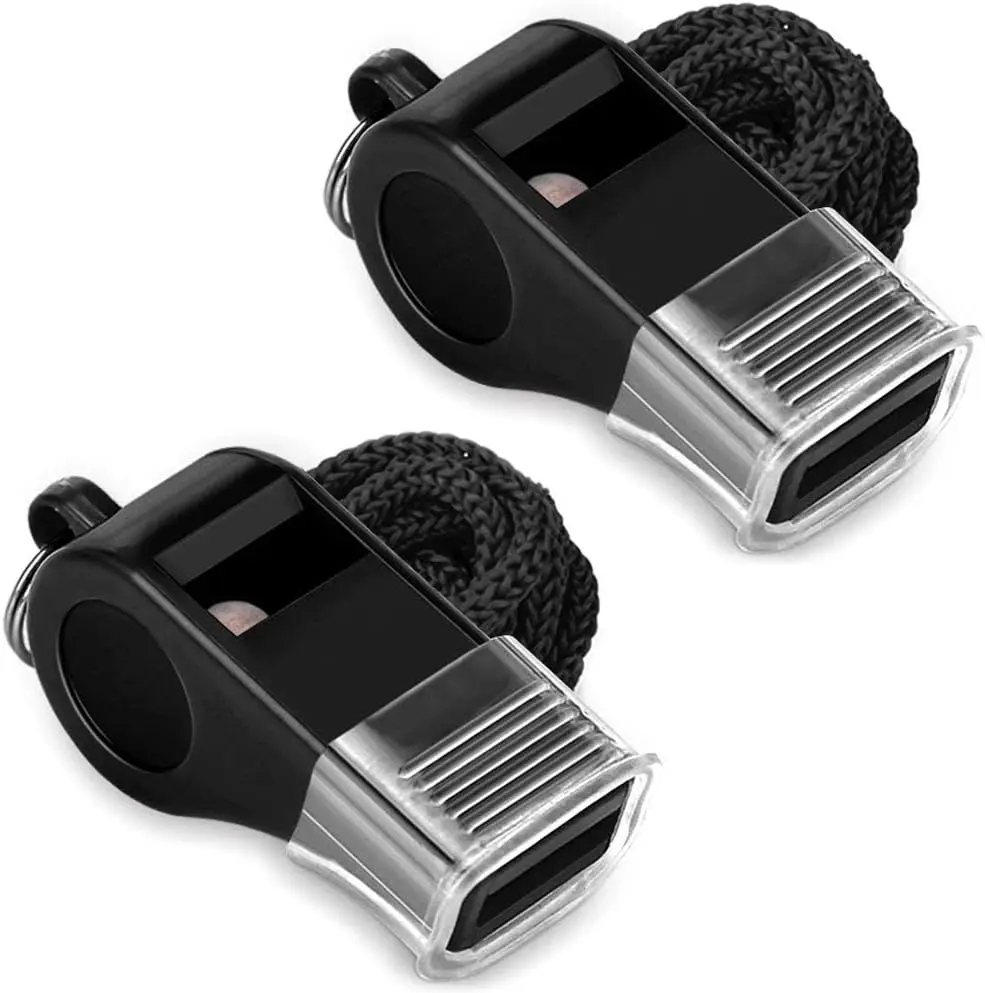 

2-Pack Plastic Sports Whistles with Lanyard, Loud Crisp Sound for Coaches and Referees