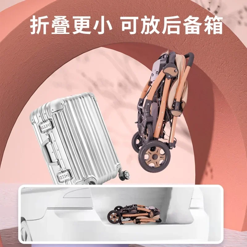 Baby strollers can be seated and can be folded. Four-wheeled rubber shock-proof strollers are used in the four seasons.