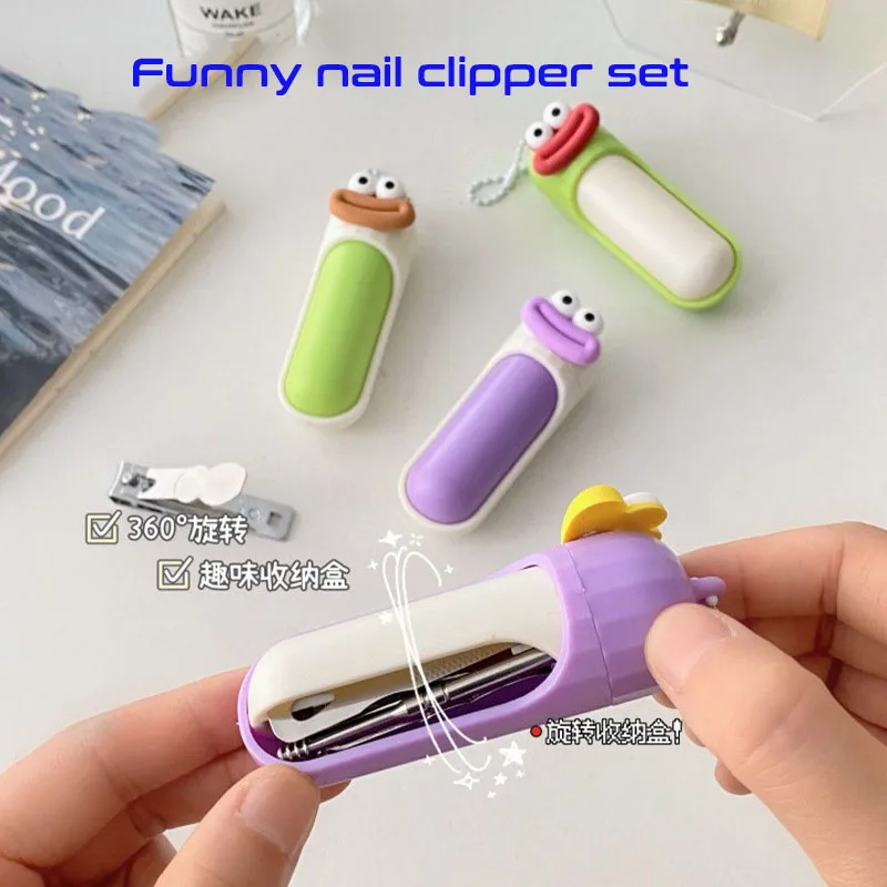 

Fun Cartoon Big Mouth Nail Clipper Set 6-piece Nail Manicure Trimmer Tool Gift Set Portable Stainless Steel Nail Knife