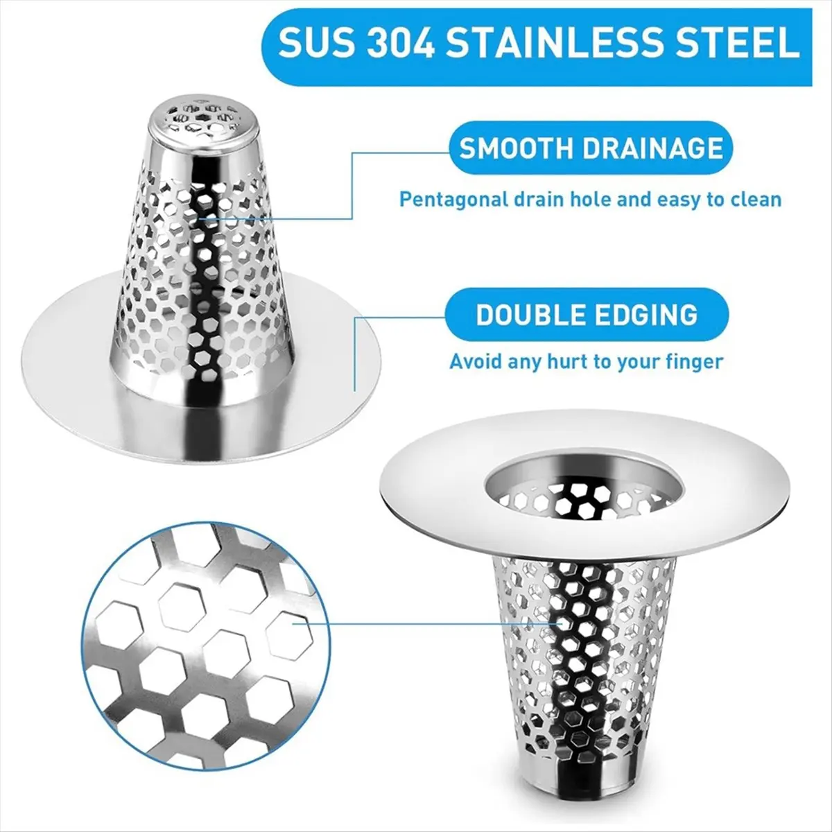 #17Z 4 PCS Bathroom Sink Drain Strainers for 1.2-1.6Inch Drain Hole,Bathroom Sink Drain Strainers,(304 stainless steel)