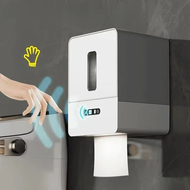 

Smart Sensor Tissue Box Waterproof Bathroom Intelligent Induction Holder Wall Mounted Toilet Paper Box