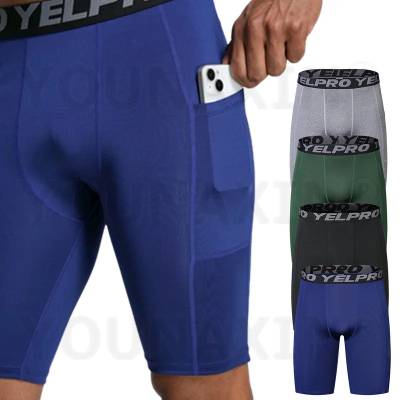 

Men's Fitness Shorts With Pocket Quick-drying Sweat-relieving Elastic Tights Running Training Sports Shorts S M L XL 2XL 3XL 4XL