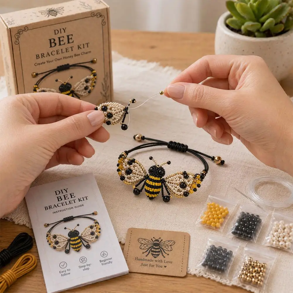 Animal DIY Beaded Bracelet Making Kit Cute Charms Jewelry Craft Set Creative Friendship Bracelet Gift for Girls Teens