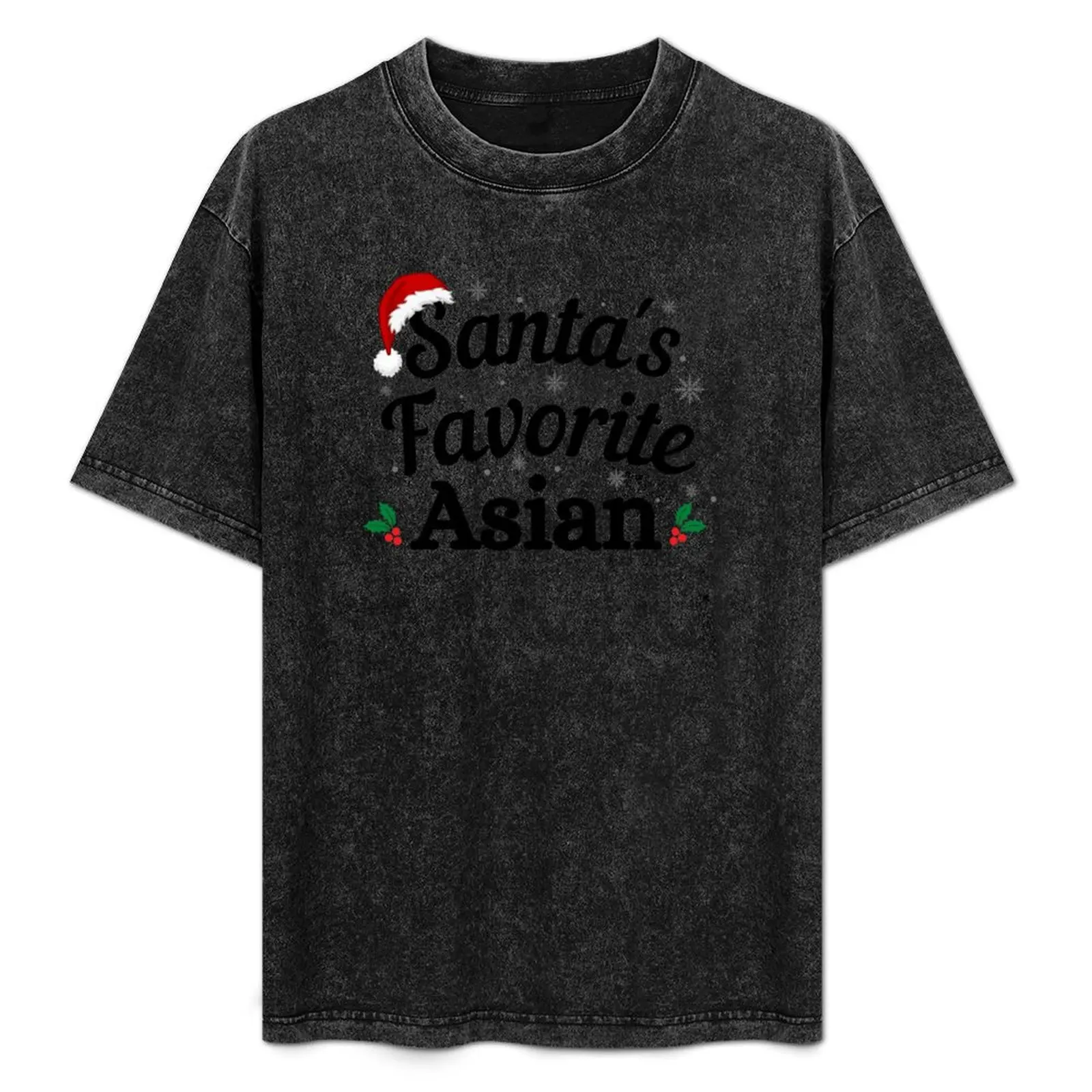 

Santas Favorite Asian (black text) - Asia Christmas - Merry Christmas with Santa Hat T-Shirt oversizeds man t shirt t shirt men