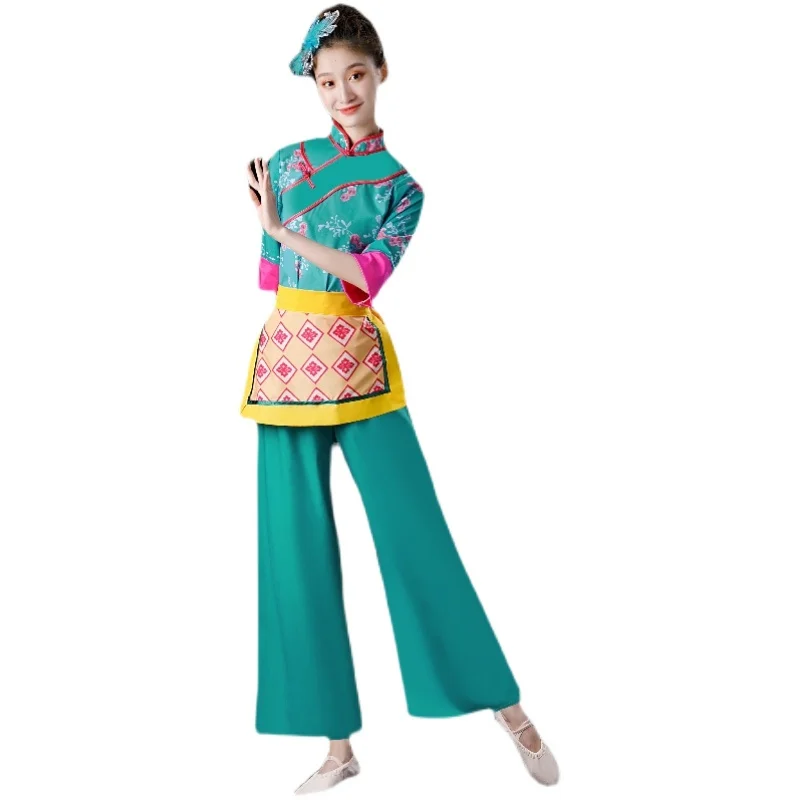 Women\'s yangge costumes performance costumes new style of traditional village gu tea dance costumes folk dance square dance set