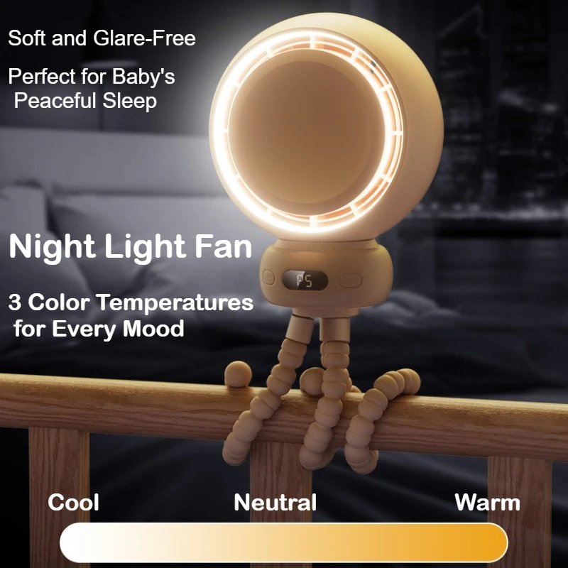 Octopus Stroller Fan - Auto-Oscillating Baby Pushchair Clip-On Fan, Portable Cooling Solution for Infants view 2