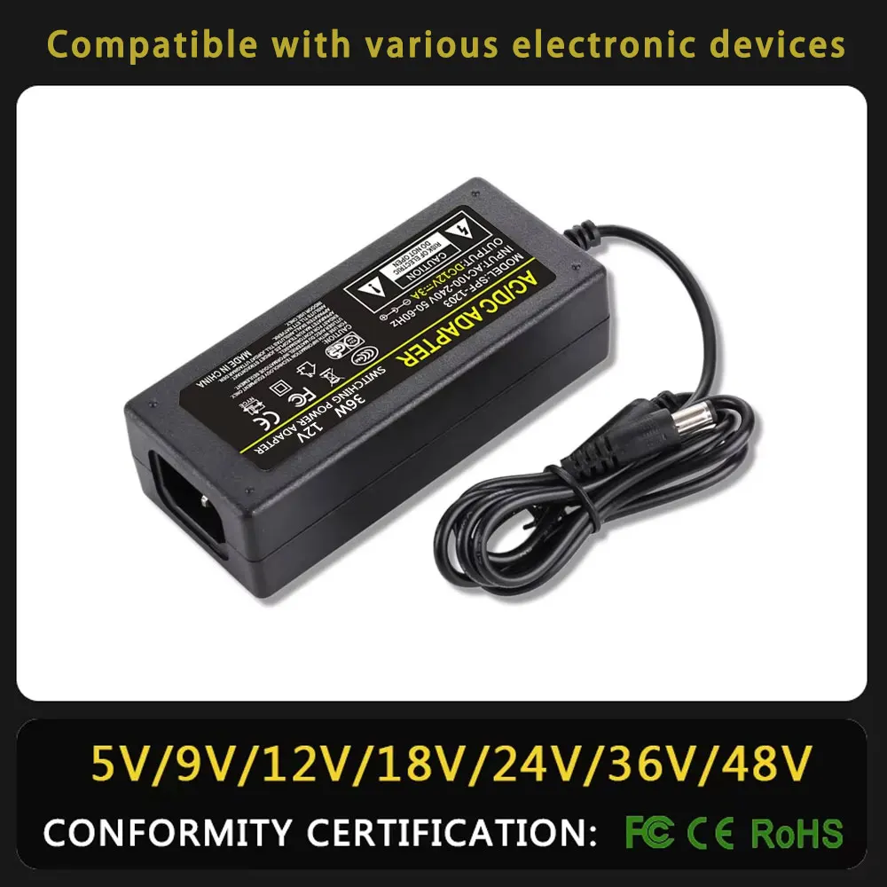 AC110-240V To DC 15V 24V 36V 48V 1A 2A 3A 4A 5A 6A 8A 10A Universal Power Adapter 5.5*2.5mm Charger for LED Strip Light TV
