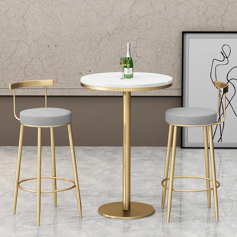 

Bar Chair Modern Simple Home Bar Stool High Chair Bar Back Chair Wrought Iron Stool Round Table Commercial Milk Tea Shop