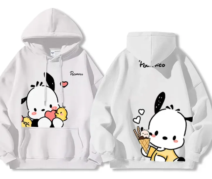 Bluza z kapturem MINISO Pochacco Męska Damska Modna Casualowa Fajny Pulower Harajuku Streetwear Bluzy Sportowe