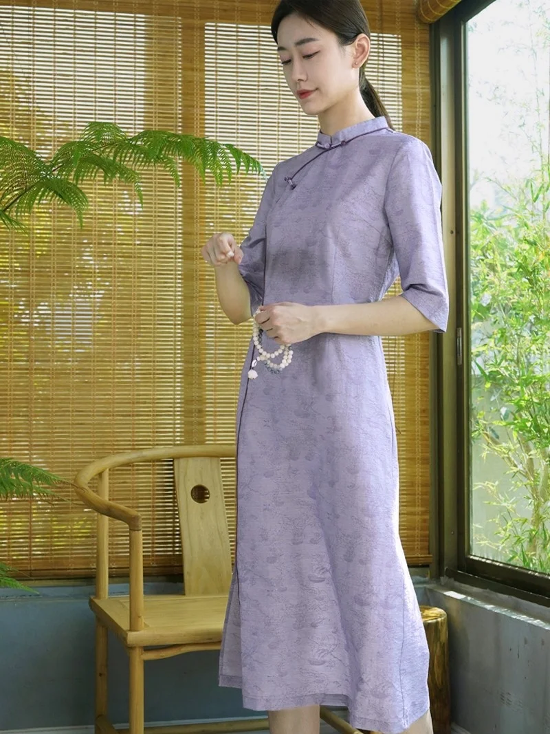 

Новая коллекция: Элегантное фиолетовое платье-комбинация в китайском стиле для женщин, летнее, премиум-класса, для медитации и отдыха, в стиле дзен.