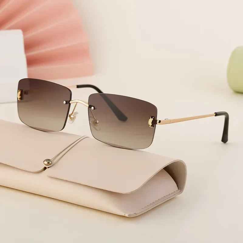 

2025Fashion new square sunglasses women's men's rimless UV new wave sunglasses