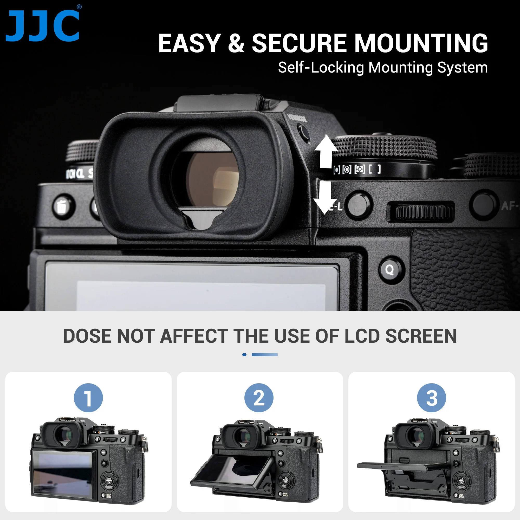 JJC EC-XT Soft Silicone Eyepiece Eyecup Viewfinder Eye Cup for Fujifilm X-T5 X-H2 X-T4 X-T3 X-T2 X-T1 XT4 XT3 XT2 XT1 GFX100