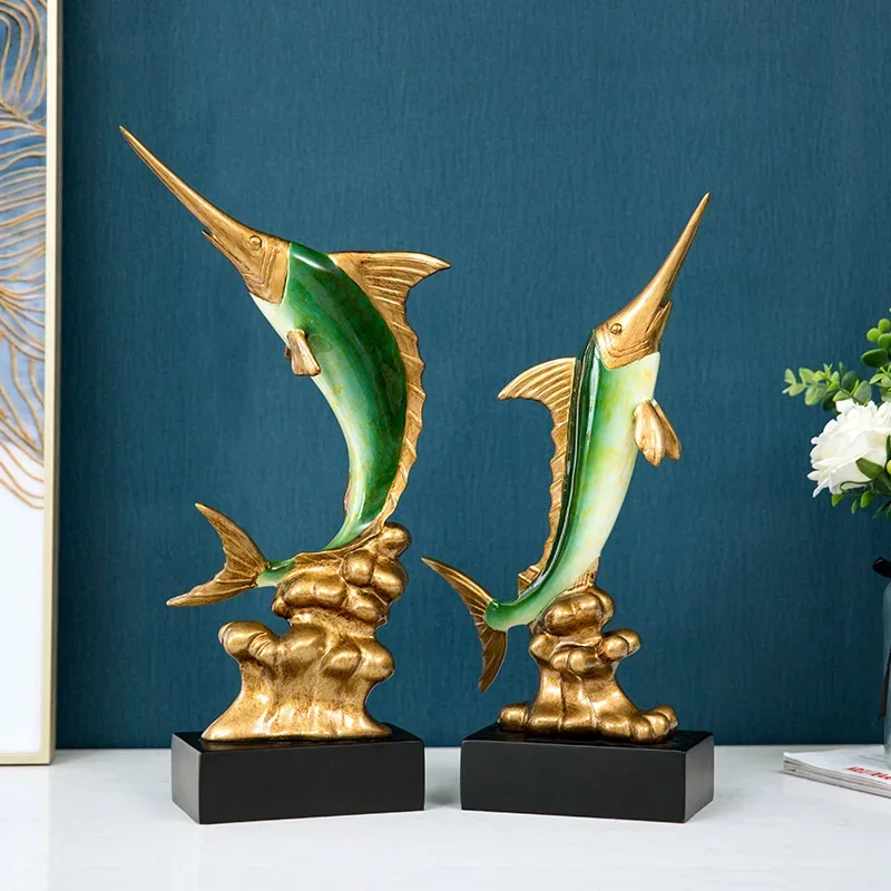 

European swordfish decoration a pair of home soft decoration living room wine cabinet office desktop decoration creative