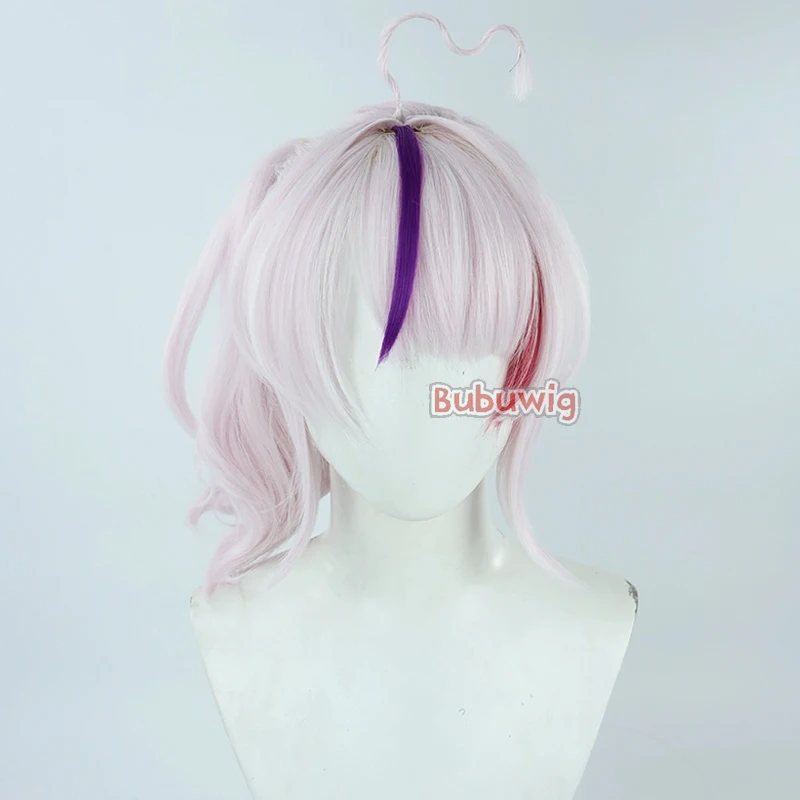 Bubuwig pelo sintético Maria Marionette pelucas de Cosplay Virtual YouTuber 35cm corto ondulado rosa mezclado púrpura rojo peluca resistente al calor