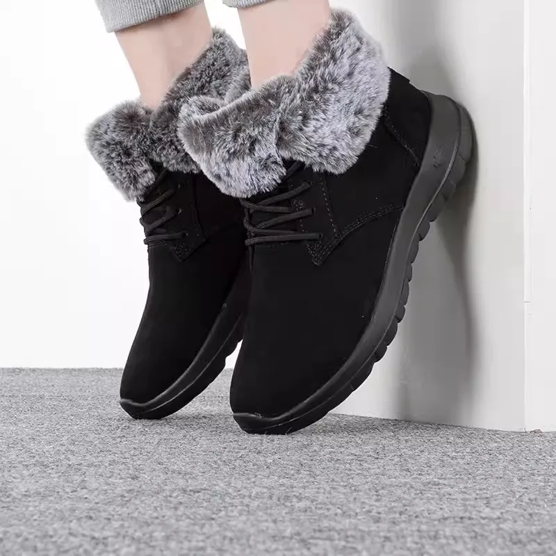 Skechers women's shoes winter sports shoes fleece-lined warm cotton shoes short boots snow boots high-top casual shoes