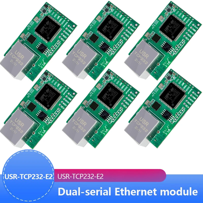 6 pz USR-TCP232-E2 Pin tipo seriale UART TTL a LAN modulo Ethernet 2 porte seriali grado industriale frequenza principale 120MHz