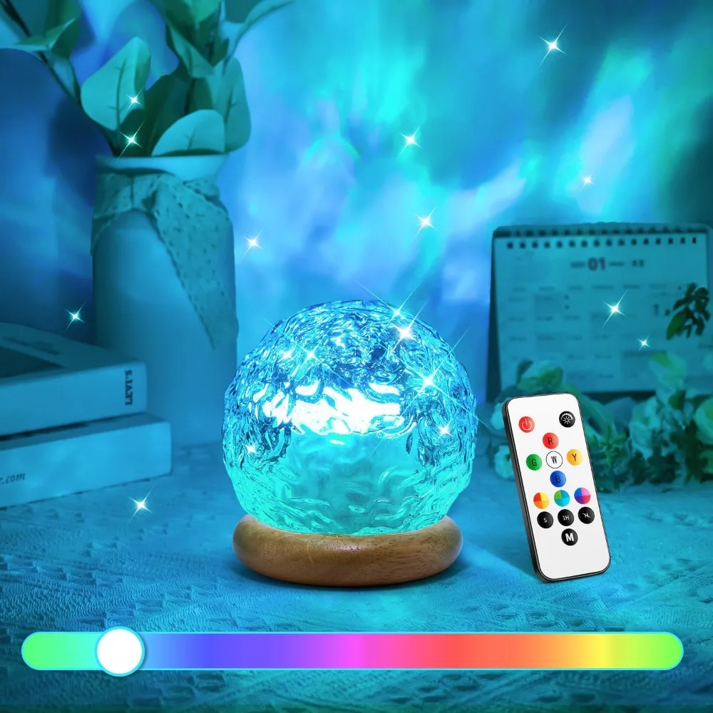 

Mood Lighting Crystal Lamp,18 Color Changing Lamp Ocean Light Projector for Bedroom,Dimmable Ambient Lighting Northern Lights Pr