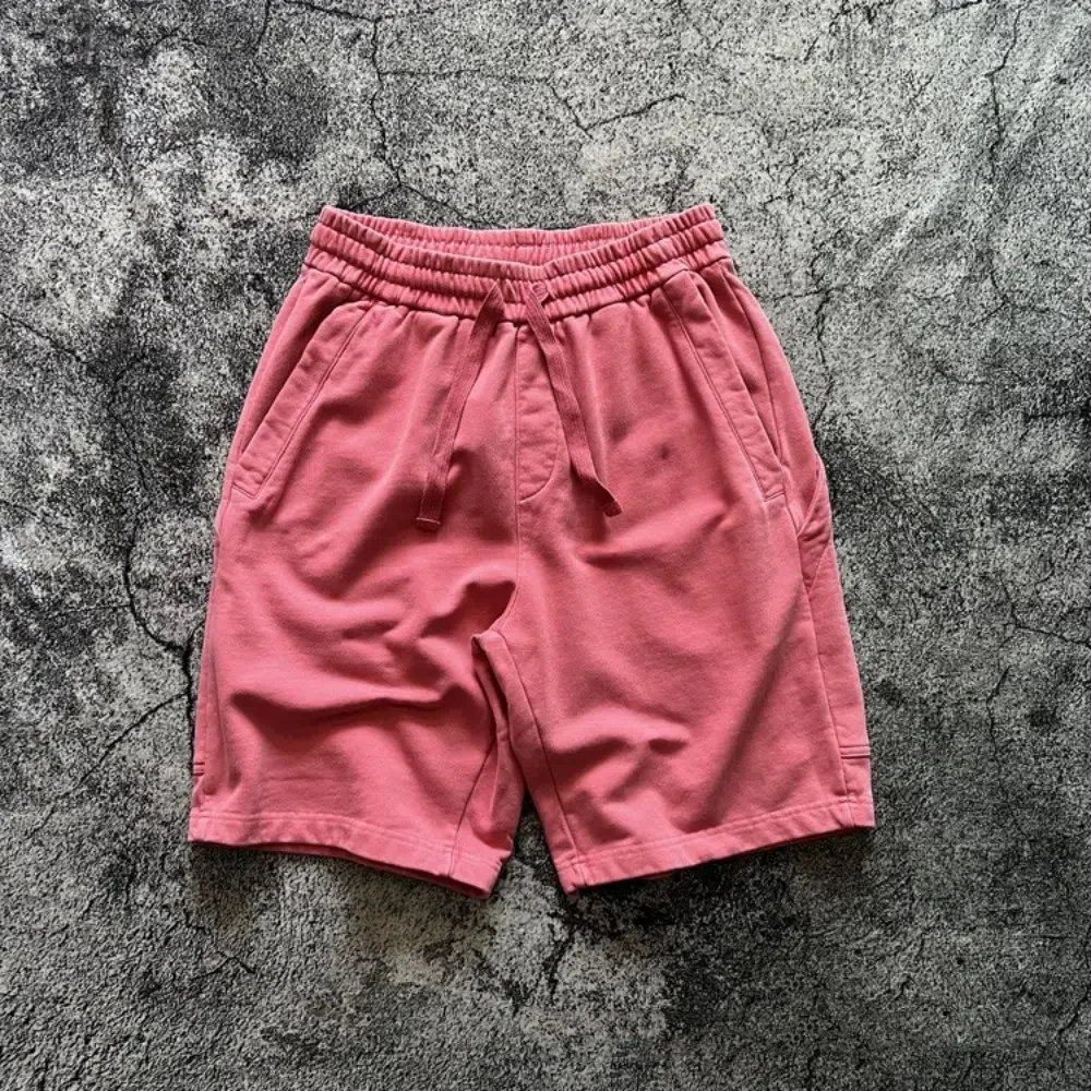 Новые летние американские ретро сверхмощные грязные и выдержанные тяжелые брюки со свободной завязкой и эластичной резинкой на талии пятидюймовые брюки