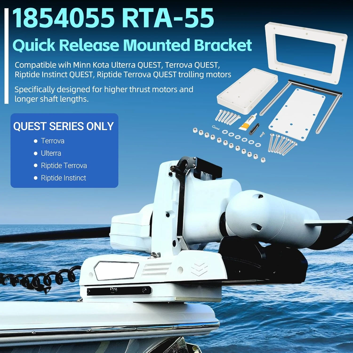 1854055 RTA-55 Quick Release Bracket For Minn Kota ‎QUEST Trolling Motors Riptide Instinct, Terrova, Riptide Terrova & Ulterra