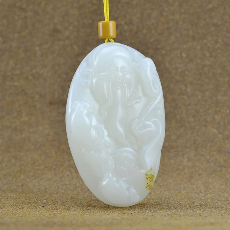 Hotan Hand Ornament, Sheep Fat White Jade Fortune God Pendant, Fashionable and Versatile