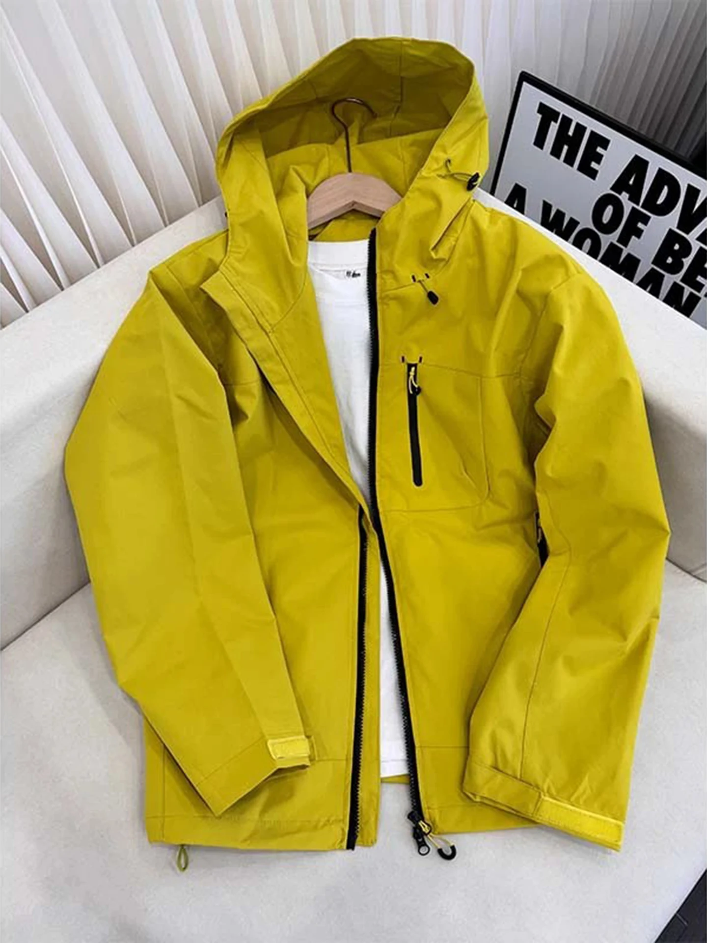 

Yellow Lemon Men's Outdoor Waterproof Climbing Jaet Autumn Hat Inteated Functional Workwear Polyester Stand Fit Jaet