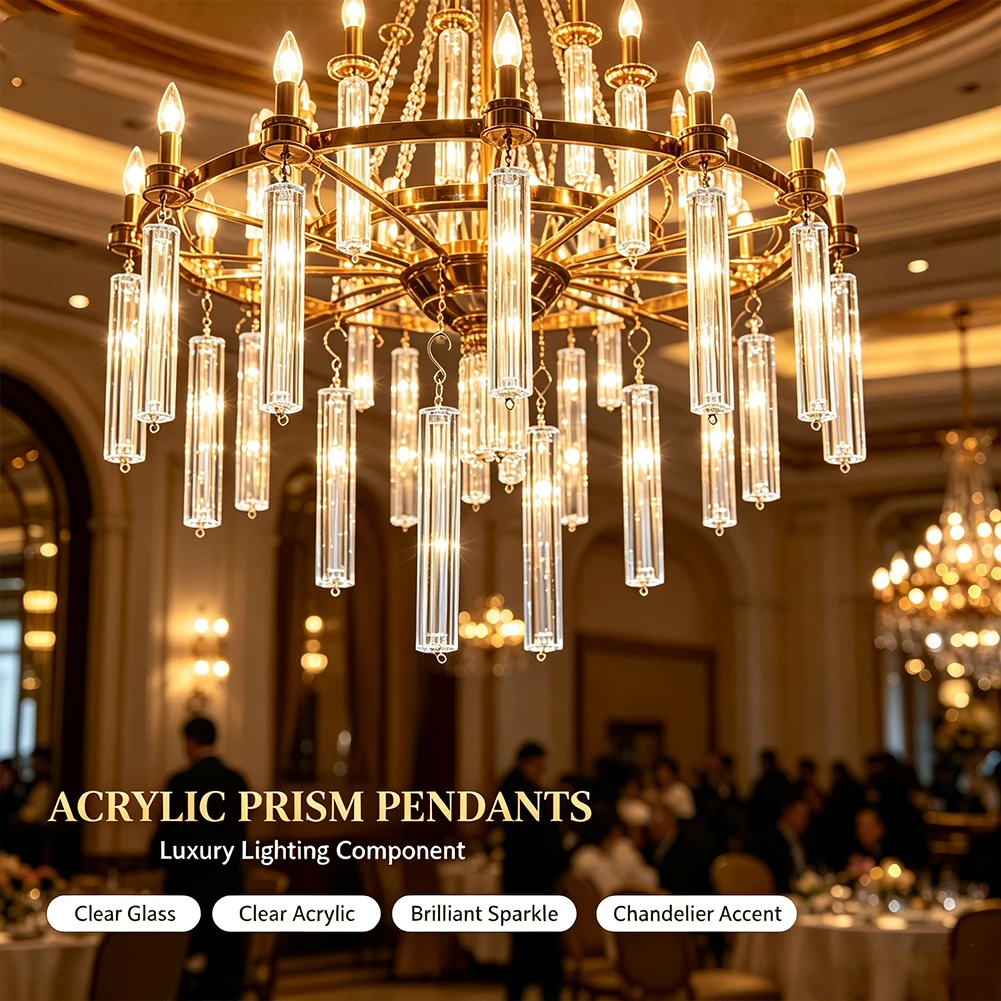 Striped Crystal Hanging Tube Prism Pendant Wedding Ceiling Decor Light Refraction Ornament for Event Party Styling Decorator