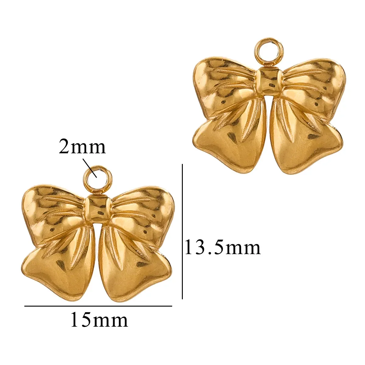5pcs Stainless Steel Bow Waterproof Gold Charm