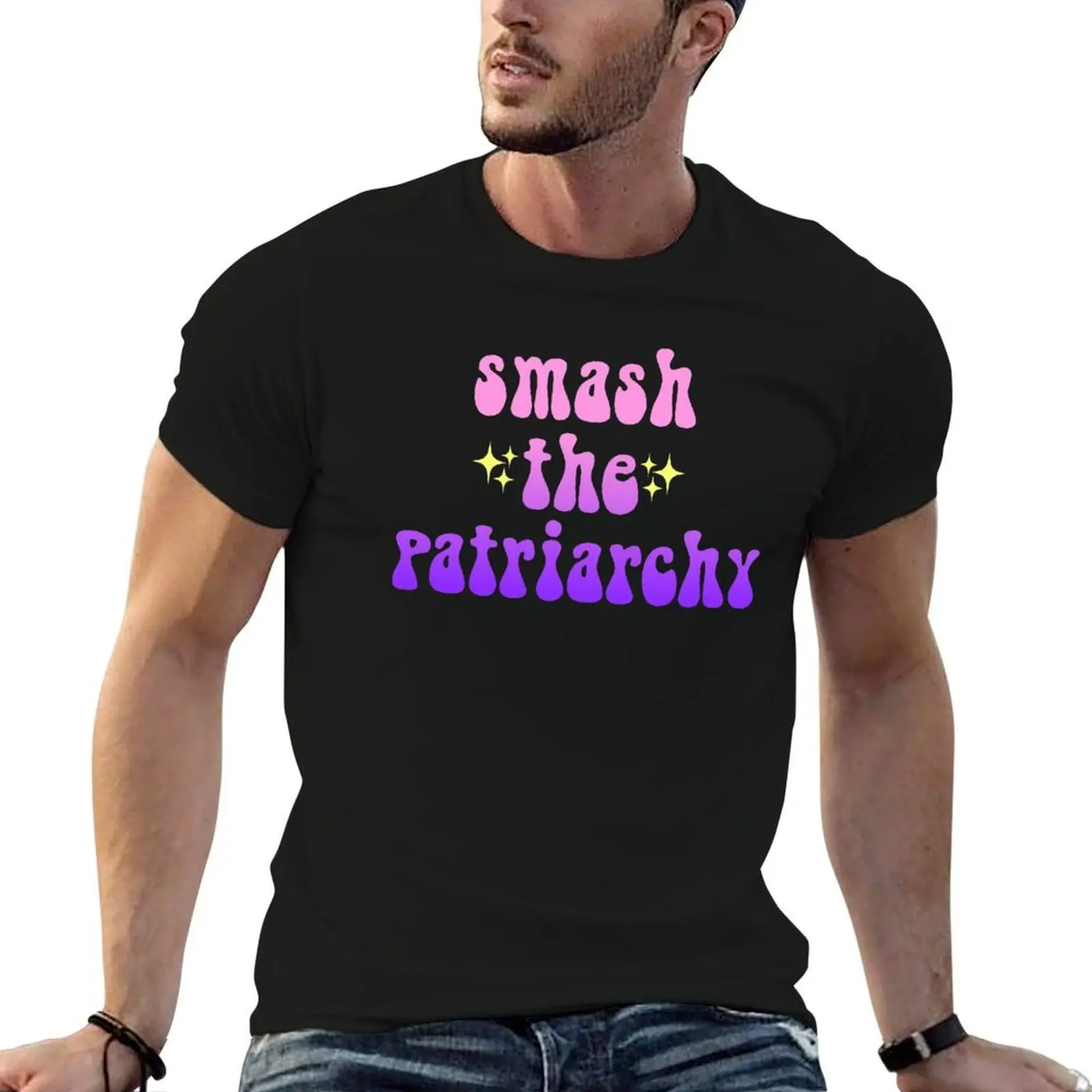 Smash The Patriarchy sparkly gradient meme text T-Shirt cotton man t-shirts oversize t-shirts man t shirts for men pack