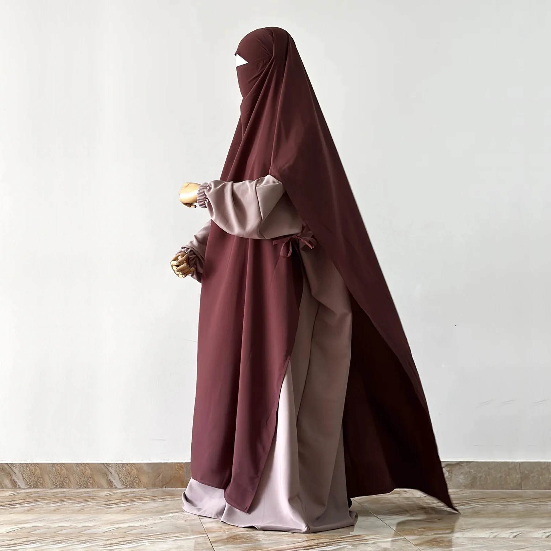 Hijabi's Extra-long Khimar Hijab Scarf (No Dress), Islamic Prayer Abaya, Ties at Sleeves, Muslim Women Covering, Chador, Ramadan