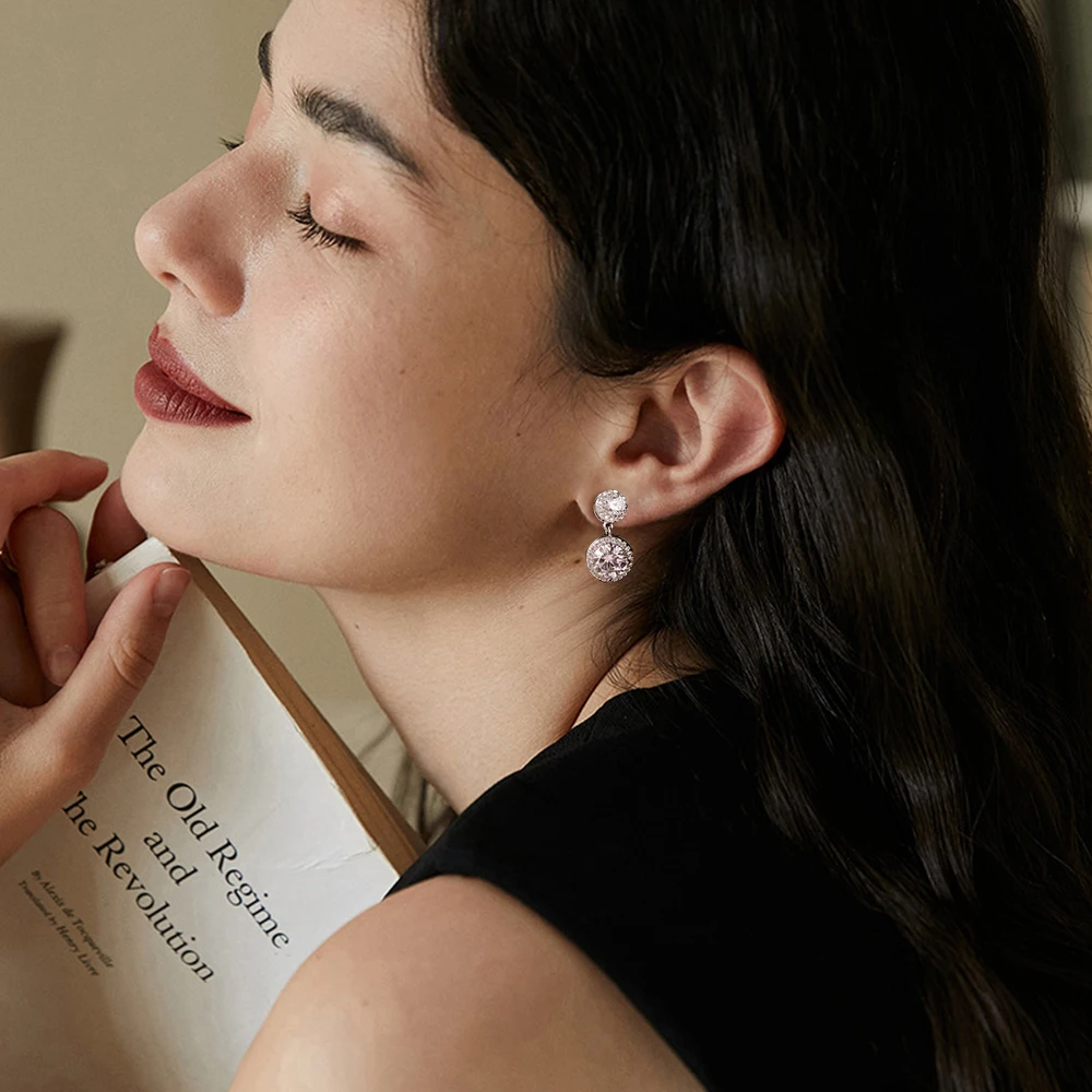 S925 Sterling Silver 5cttw Moissanite Earring for Women D Color VVS Double Round Diamond Drop Earring Jewelry With GRA Certified