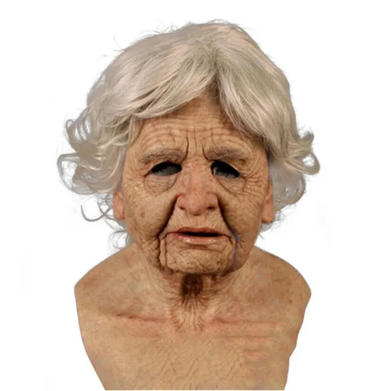 

Funny Scary woman's Grandma grandpa mask for Halloween latex anti-wrinkle face maskparty performance halloween accessories joke